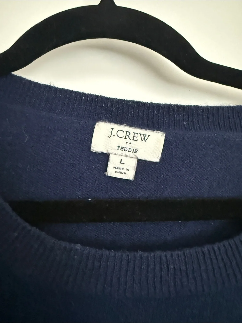 TWO J.Crew Teddie Crewneck Sweater | Magenta and Navy | Size L